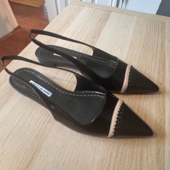 Manolo Blahnik Tuxaflat Slingback Flats Black Patent Leather 41 (US 11) - Picture 6 of 6